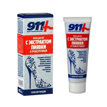 Foot cream "911" with leech extract and troxerutine, tonic, 85 ml