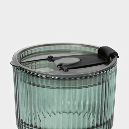 A glass glass with a lid and a pipe "Wine Verde", 350 ml, green color-3