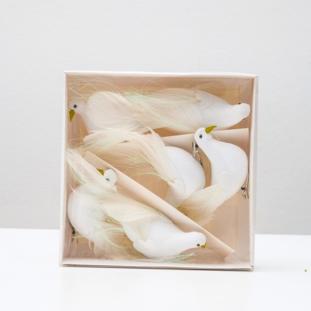 A bird for decoration and floristry, on the clothespin, white, plastic, 1 pc., 8 x 8 cm-7