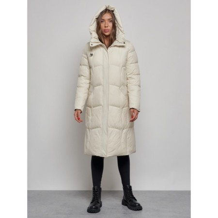Coat insulated winter female, size 44, beige color-4
