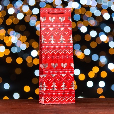 Package for a bottle Gift "New Year's Patterns", 12 x 36 x 8.5cm-1