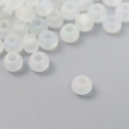Glass beads 8/0 "matte translucent. Pale green" 10 g