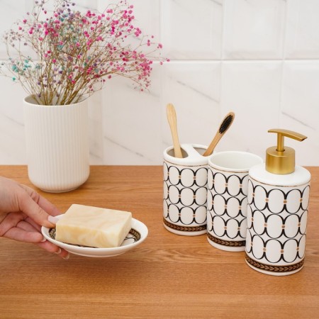 A set of accessories for the Jackie bathroom, 4 items (soap dish, soap dispenser, 2 glasses), white color-6