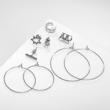 Earrings "Kaffa" image, color silver, set-1