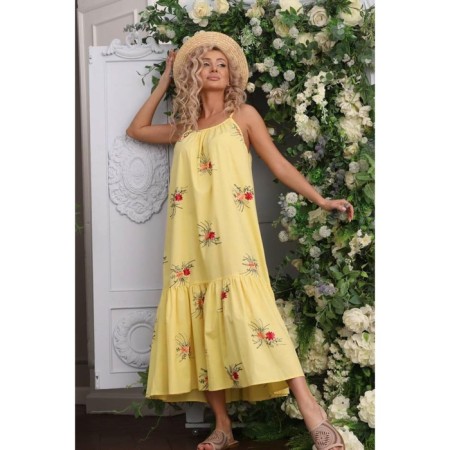 Women's dress, size 56, yellow color-2