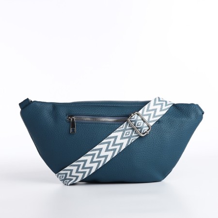Bag Cross-Bodi with a zipper, blue color-3