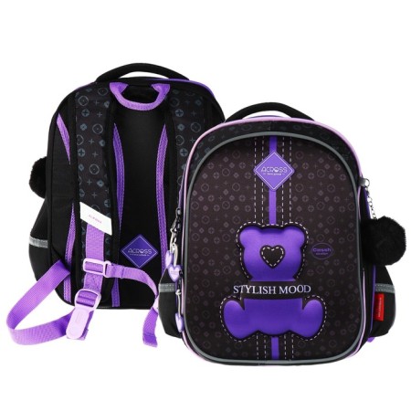School backpack 37 x 28 x 13cm, ergonomic back, Across 557, black