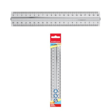A ruler with a holder of 20 cm Erichkrause "Clear", transparent, plastic, in a flood