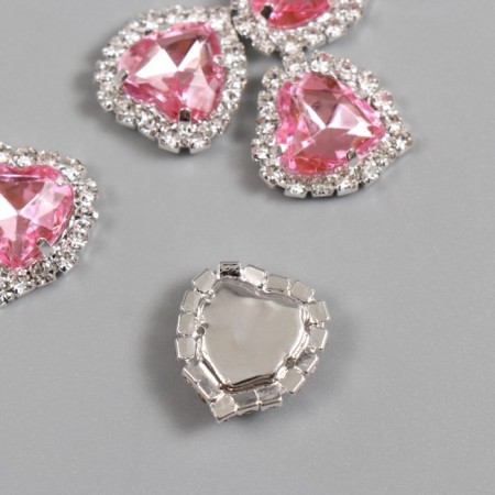 Decor for creativity Metal "Medalon Heart in Rhouses" Pink 1.8x1.7 cm-1