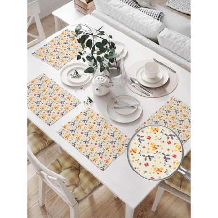 A set of napkins for setting the table "Festive fox", rectangular, size 32x46 cm, 4 pcs-1