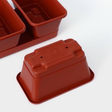 A set of flower pots with a tray Darel Plastic, 750 ml, 53 cm, 5 pcs, terercot color-3