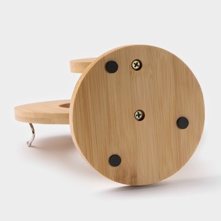 Tea ceramic tea on a wooden stand “Estet”, 6 objects: 2 cups 200 ml, 2 stands 9.5 cm, 2 spoons, white color-7