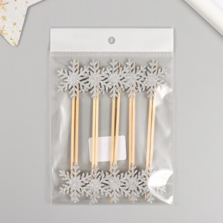 Decor for creativity "Silver Snowflake", 11 cm (set 10 pcs)-5