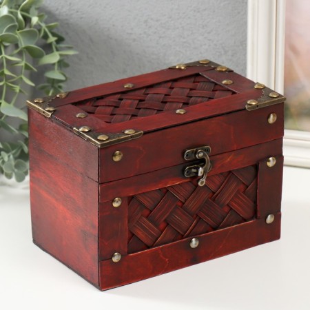 Casket Street Wood "Book. With rivets" Brown 17.8x11.5x12.8 cm