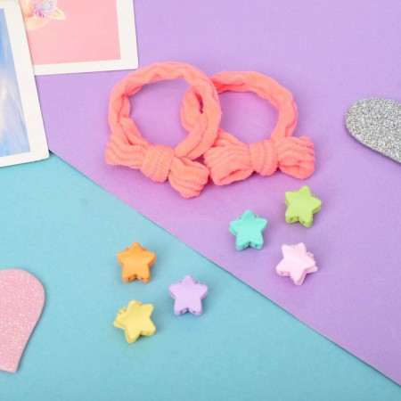 Hair Set "Sonya" (2 elastic bands, 6 crabs 1.1 cm) bows strips of stars, mix-1