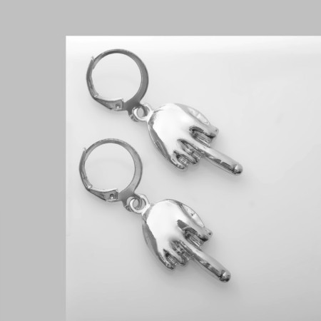 Earrings Metal "HAM", silver color-1
