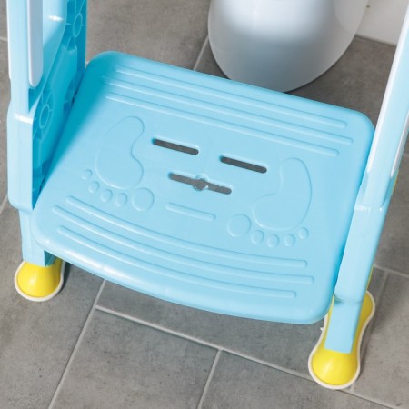 Children's lining - a seat on the toilet with a step, with a soft seat, blue color-3