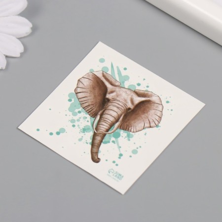 Tattoo on the body color "Watercolor. Elephant" 6x6 cm-4