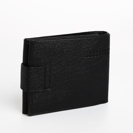 Male purse for magnet, department for bills, for maps, for coins, black color-1