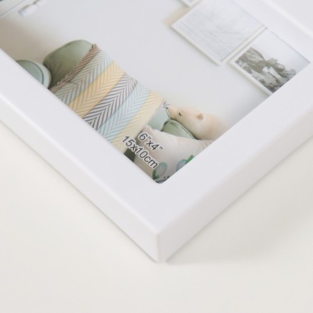 Photo frame plastic in 4 photos 10x15 "Vase with spikelets" White with silver 41.5x32.2x2.5 cm-1