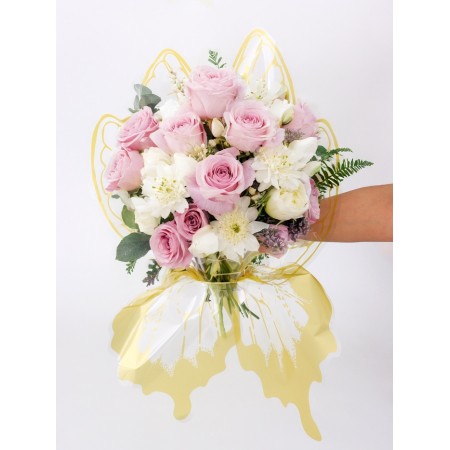 Floristic decor for bouquets, "butterfly wings", gold, 50x56 cm