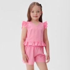 A set for a girl (TOP, shorts) KAFTAN, R.34 (122-128 cm), bright pink