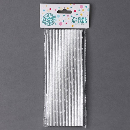 Tubes for the “stars” cocktail set 12 pcs., Silver color-4