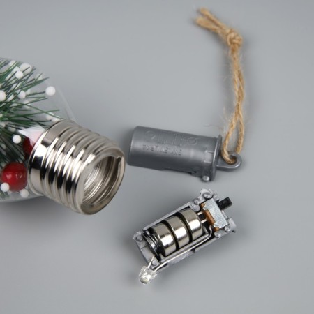 Christmas ball "Snow needles", 9x5.5 cm, 1 LED, LR44X3 (in the set), glow warm white-2
