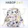 School backpack from textiles with a zipper, 3 pockets, pencil case, white/multi -colored color