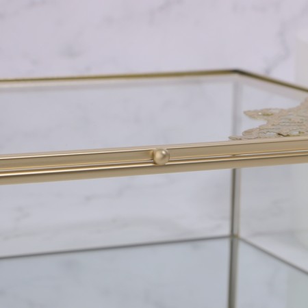 Great organizer for storage, with a lid, glass, with a mirror -bottom, 1 section, 25 × 17.5 × 8.5 cm, the color is transparent/copper-5