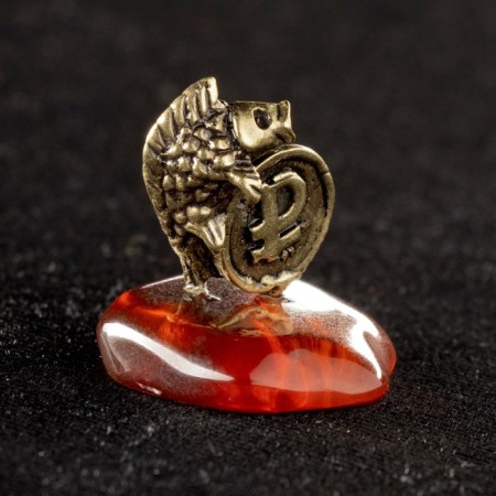 Souvenir "Karas with ruble", brass, amber, 2.5x2.5 cm-1