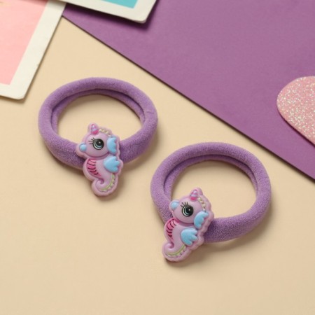 Hair elastic band "Pupsenok" (set 2 pcs) sea hobby, 4 cm, lilac-1