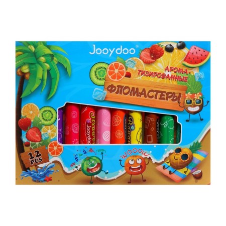 Flomasters 12 colors, fruits, flavored, ventilated cap-3