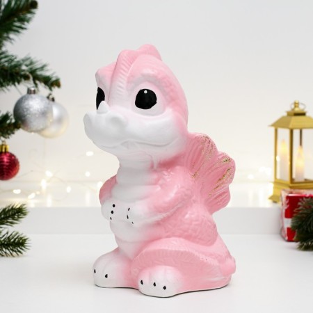 Piggy bank "Dracosha" white-pink, 13x15x25cm-1