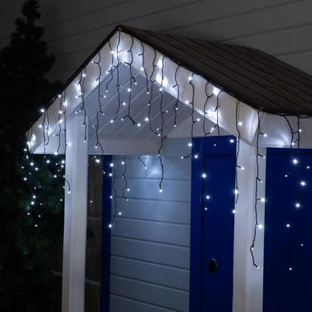 Garland "fringe" 3 × 0.6 m, IP44, UMS, dark thread, 160 LED, white glow, 220 V