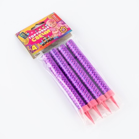 Candles Fountains for the Cake "Pink Sparks", 12 cm, 30 seconds, pink flame, 4 pcs-8
