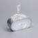Candle in an oval candlestick of gypsum, 9.5x4.7x3cm, silver