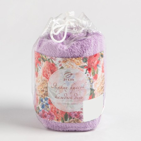 Towel Gift Ethel "Bright Paints" Lilac color, 50x90cm, 100% cotton, 340 g/m2-4