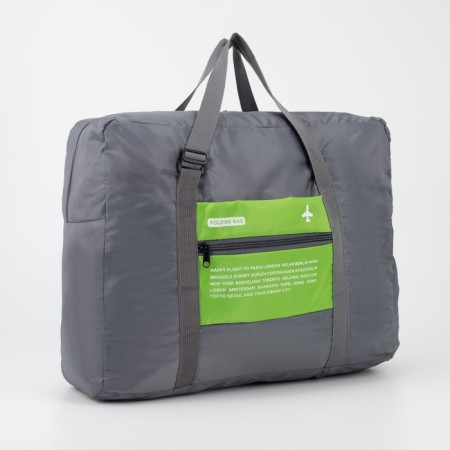 Board Road on a zipper, folding in a cosmetic bag, an outer pocket, a suitcase holder, gray/green color-1