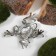 Brooch "Frog" traveler, green color in silver
