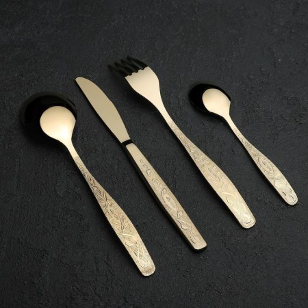 Set of dining room "Uralochka", 48 items, thickness 2 mm, with a full decorative coating, decorative box, gold color-3