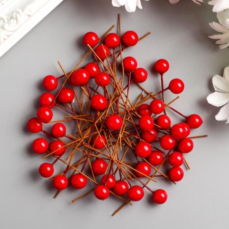 Decor for creativity "Red berry" set 50 pcs diam 0.8 cm-2