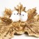 Souvenir Polystone stand "Two white birds on maple leaves" Gold 28.3x28.3x9 cm