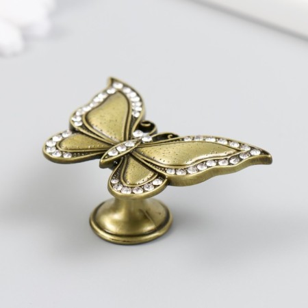 Handle for the casket metal "butterfly" rhinestones, bronze 3.6x5.5x2.2 cm-1