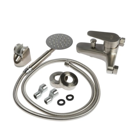 Bath mixer Zein Z3834, one -leaf, shower set, satin-10