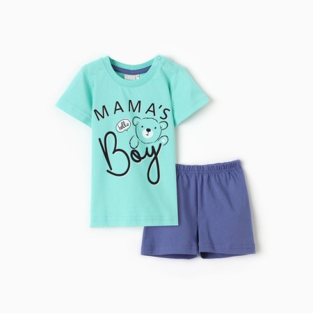 Set for a boy (T -shirt/shorts), menthol/blue color, height 86 cm