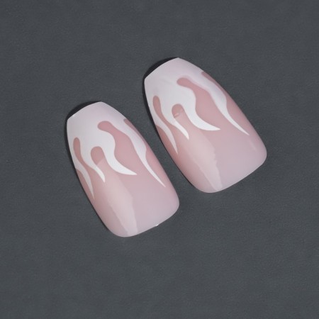 Fires “Fire”, 12 pcs, with adhesive plates, ballerina shape, pink/white color-2