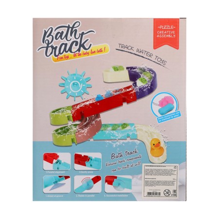 The track for playing the bathroom "Duck Hill", on suction cups, is attached to the wall-19