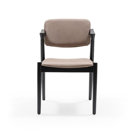 Lunch chair Soft & comfy, frame of beech, polyester fabric, Greige color-3