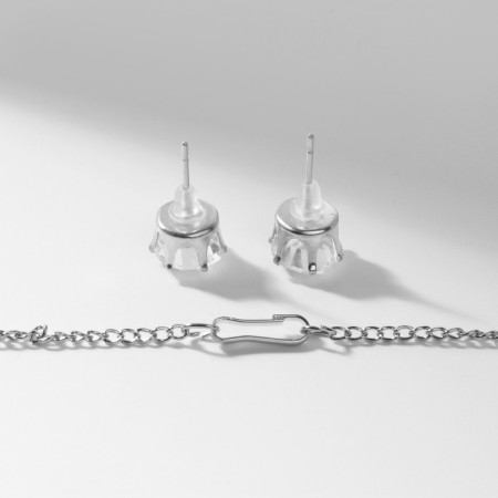 Set 2 objects: earrings, pendant "Night", color black silver, 40 cm-2